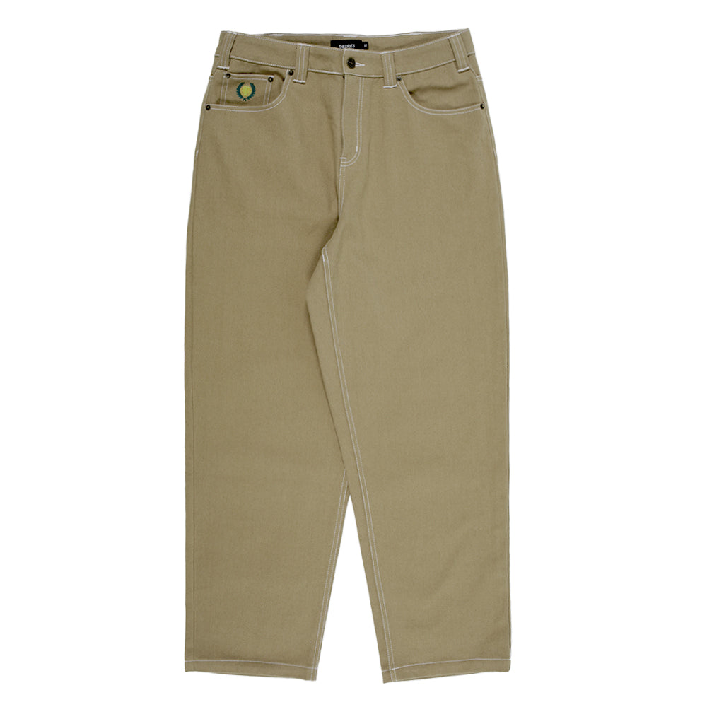 Theories Plaza Jeans Khaki Contrast Stitch