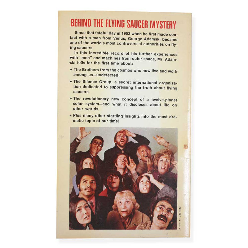 Vintage BEHIND THE FLYING SAUCER MYSTERY BY GEORGE ADAMSKI BACK