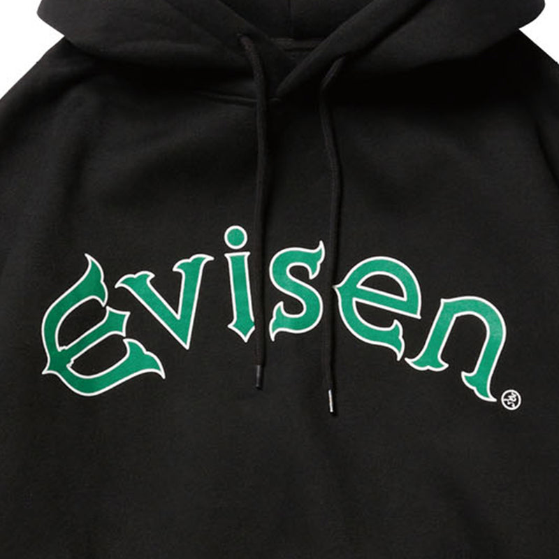 EVISEN ARCH LOGO HOODIE BLACK DETAIL