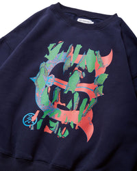 Evisen Skateboards Skull Camo Crewneck Navy detail