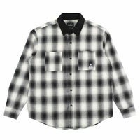 Theories CASCADIA CORD COLLAR FLANNEL Shirt BLACK/WHITE FRONT