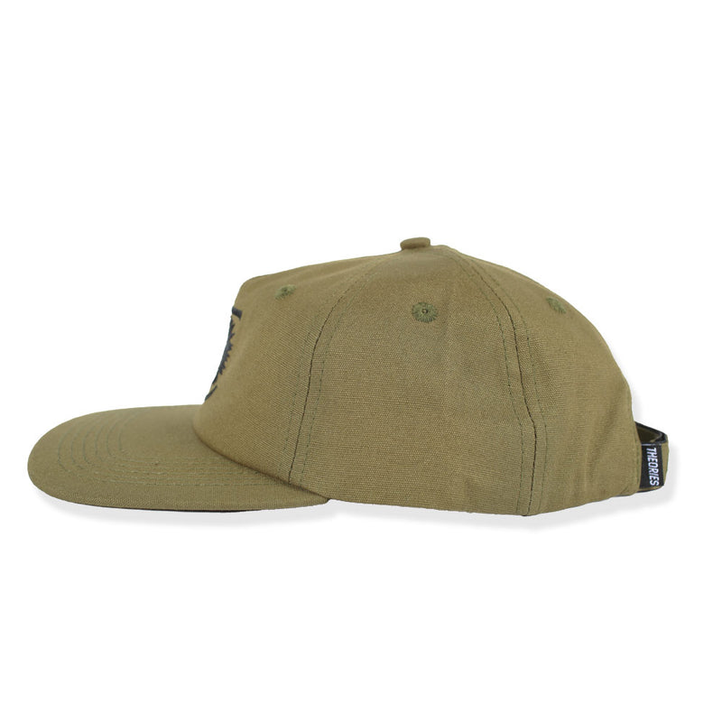 Theories LANTERN Velcro Strapback Hat Duck Canvas Olive SIDE