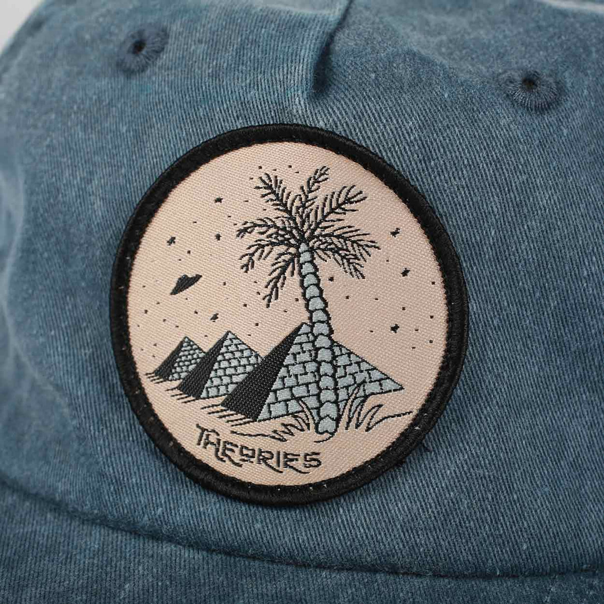 Theories OASIS Snapback Hat Washed INDIGO PATCH DETAIL