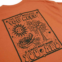 Traffic Skateboards BE HERE NOW TEE TEXAS ORANGE BACK DETAIL