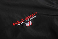 Vintage Polo Windbreaker Jacket Black With Removable Sleeves M