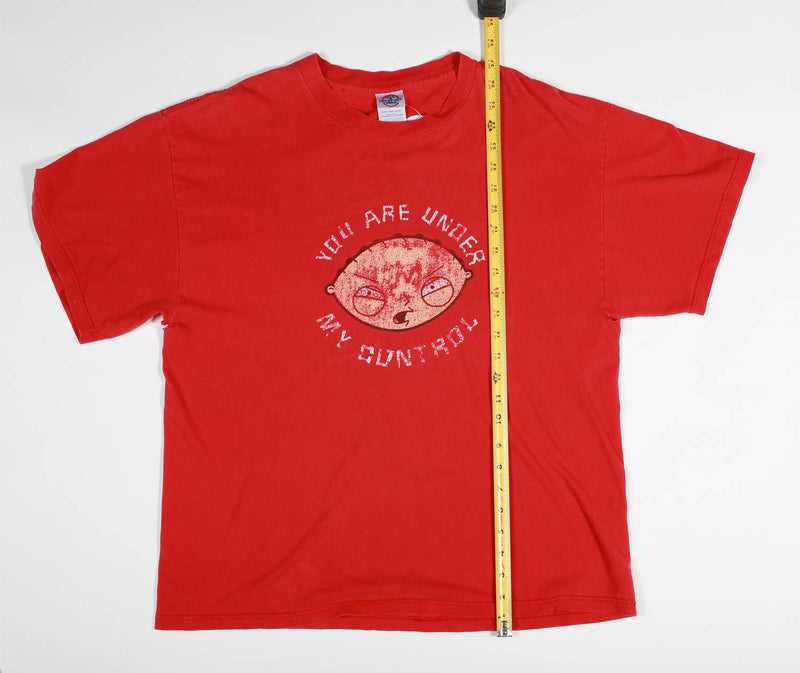 Vintage Stewie You Are Under My Control Tee Red Vertical Measurement