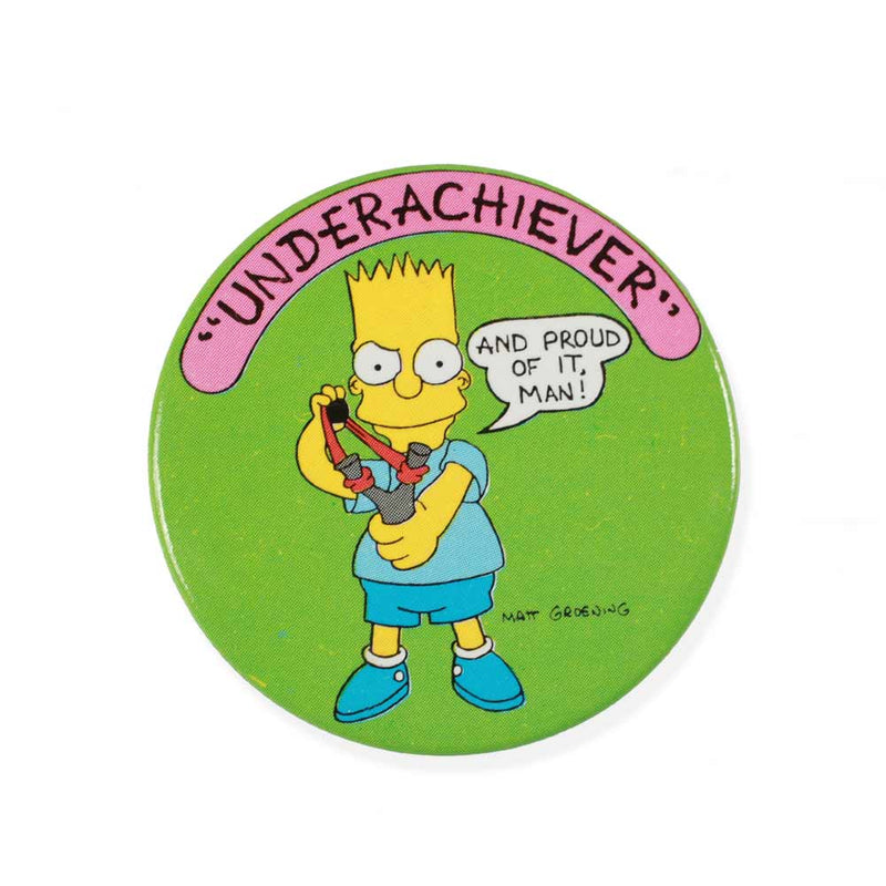 Bart Simpson "Underachiever" Pin 1989 Front