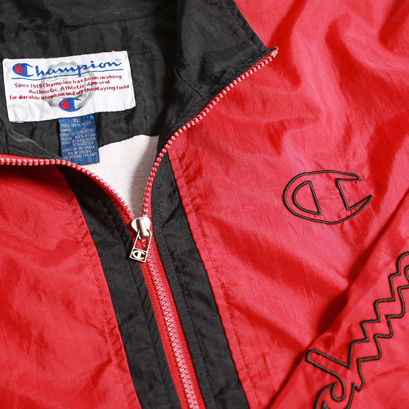 Vintage Champion Windbreaker Jacket Red XL