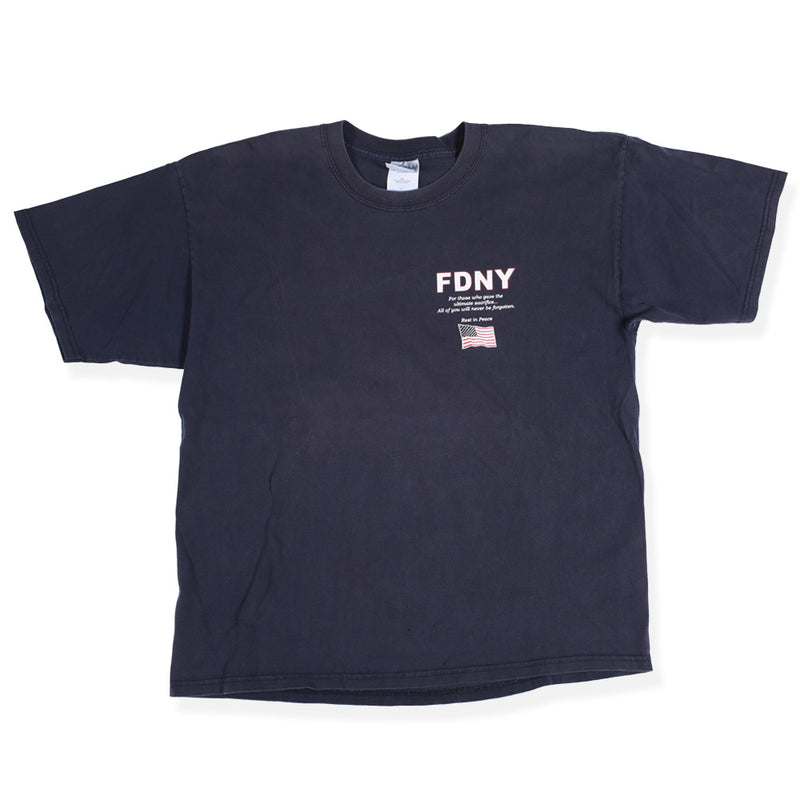 VINTAGE FDNY TEE NAVY FRONT