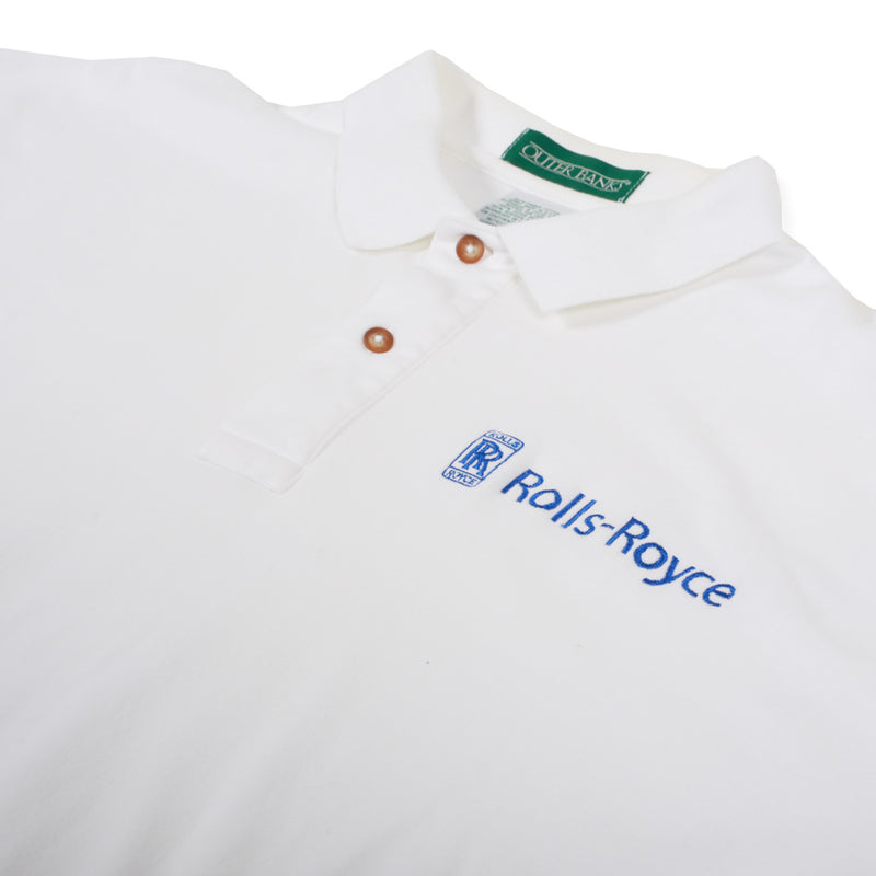 Vintage Rolls Royce Polo Tee White XL Front Detail