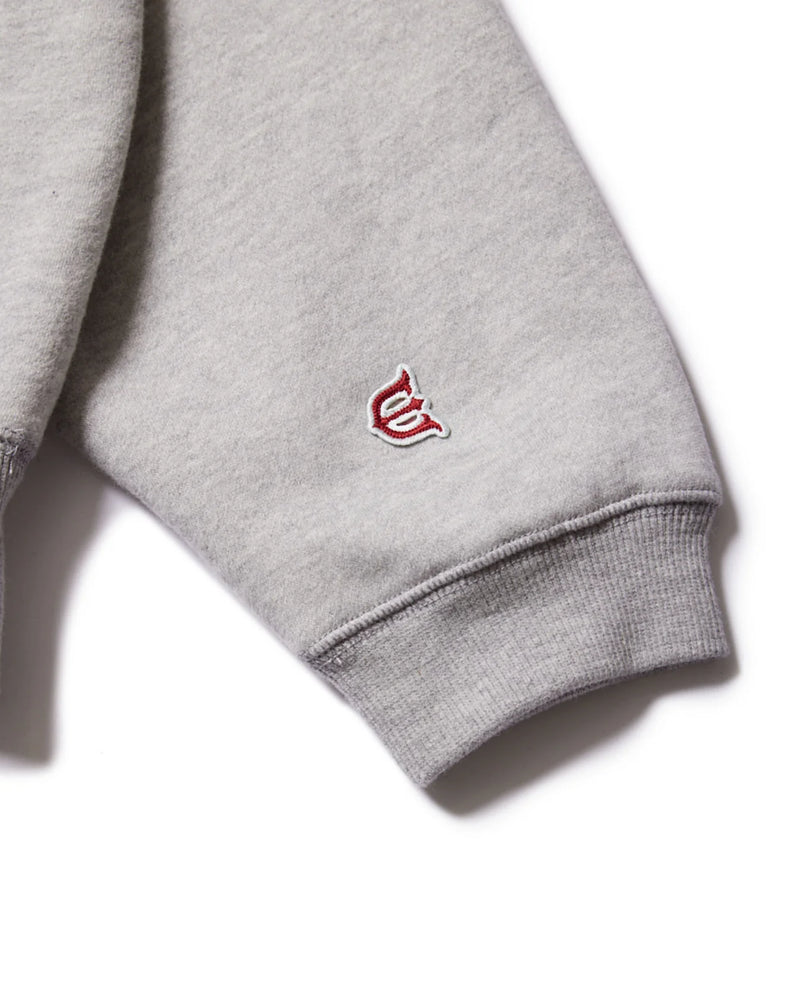 EVISEN ARCH LOGO HOODIE GREY sleeve embroidery