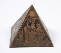 Vintage Brass Etched Pyramid Trinket with Heiroglyphics 3