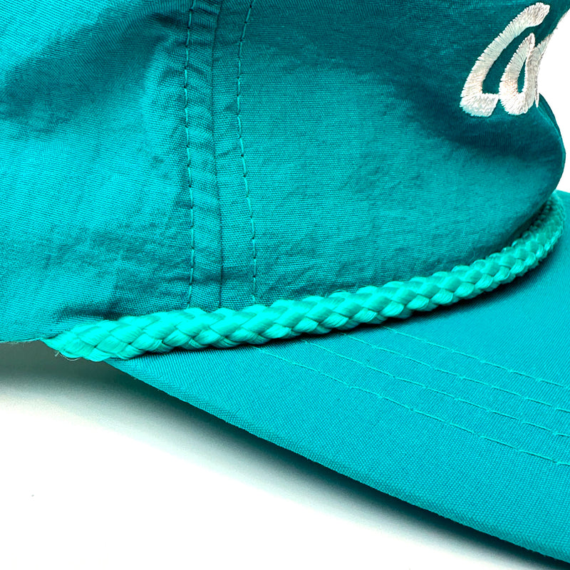 Vintage Cool Whip Nylon Snapback Hat Teal cord detail