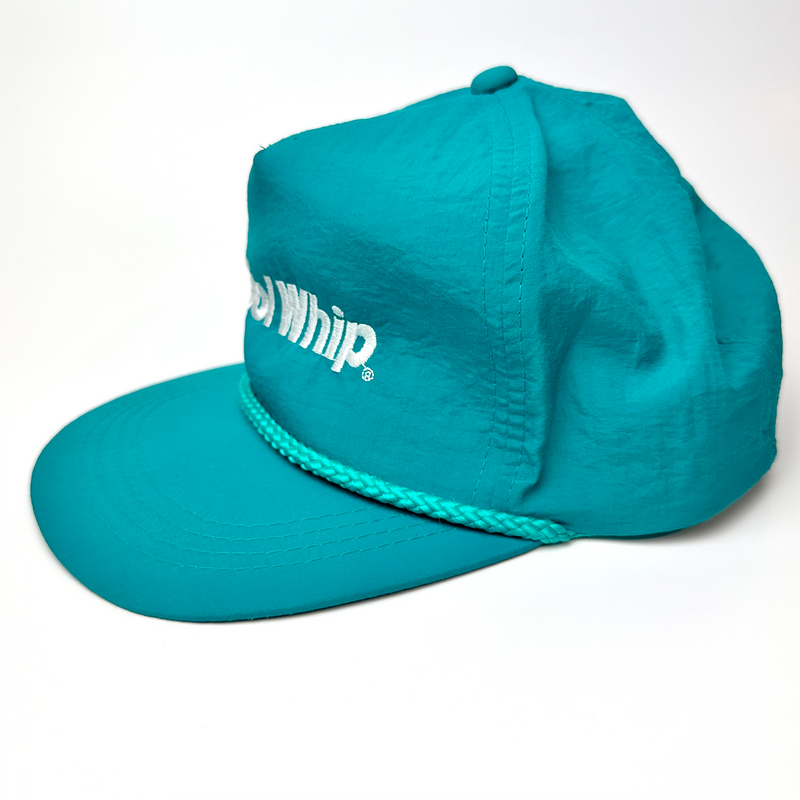 Vintage Cool Whip Nylon Snapback Hat Teal right side angle