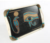 Vintage Egyptian Heiroglyphics Hand Painted Wood Rolling Tray front 2