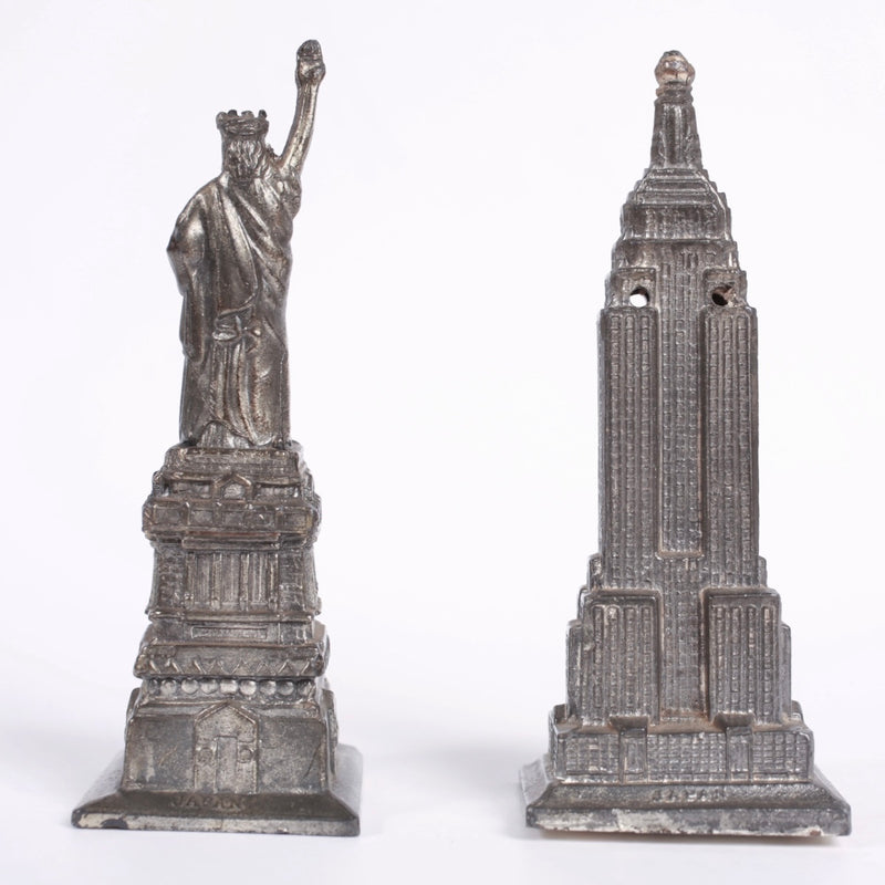 Vintage Statue of Liberty & Empire State Building Salt & Pepper Shakers Japan back