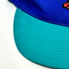 Vintage Rocky & Bullwinkle Embroidered Snapback Hat Blue / Teal right bill detail