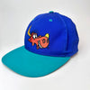 Vintage Rocky & Bullwinkle Embroidered Snapback Hat Blue / Teal front left angle 2