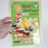 Vintage Bart Simpson Skateboarding Mini Clock 1990 Nelsonic Rare front 2