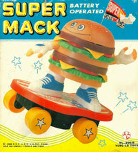 Vintage Skateboarding Burger Super Mack Toy 1988 box front
