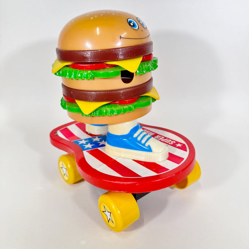 Vintage Skateboarding Burger Super Mack Toy 1988 front side angle