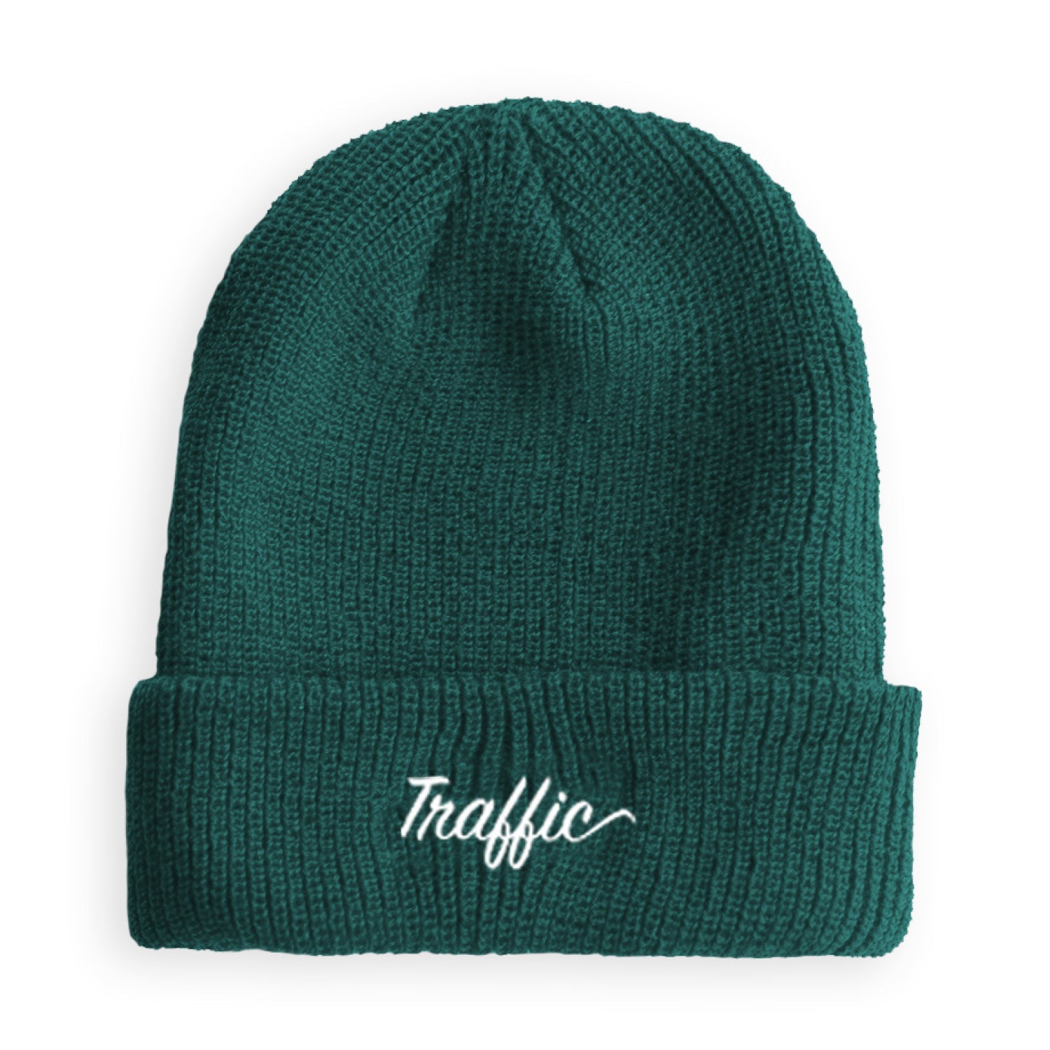 Traffic Skateboards Script Embroidered Beanie Spruce Green